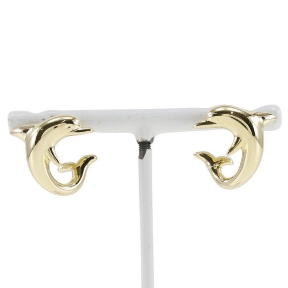 Dolphin motif earring Dolphin K18 yellow gold Women - Picture 3 of 6